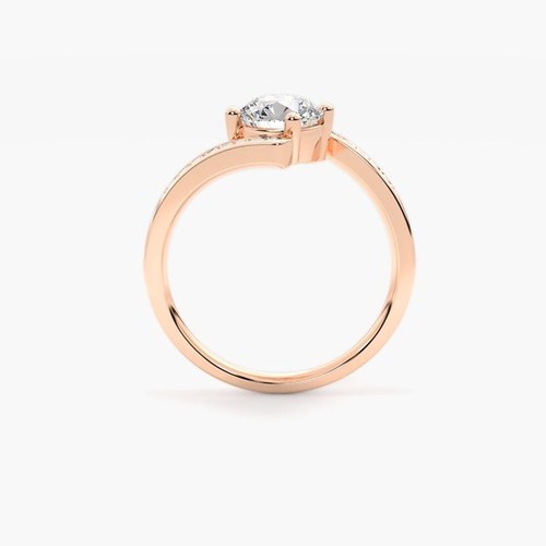 1.20 Ct Round Cut IGI Certified Lab Grown Diamond Wedding Ring 18K Rose Gold - Picture 5 of 7