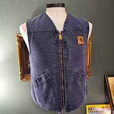 Vintage 2001 Carhartt Sandstone Arctic Lined Full Zip Men's Work Vest V-Neck S