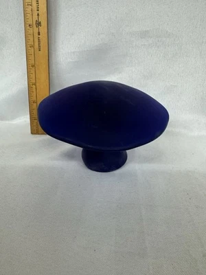 Viking Glass Cobalt Satin Jumbo Mushroom Figurine by Mosser Glass - Image 1 of 4
