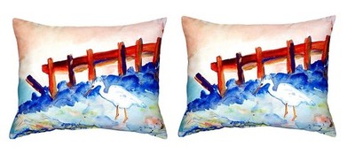 Pair of Betsy Drake Great White Heron No Cord Pillows 16 Inch X 20 Inch
