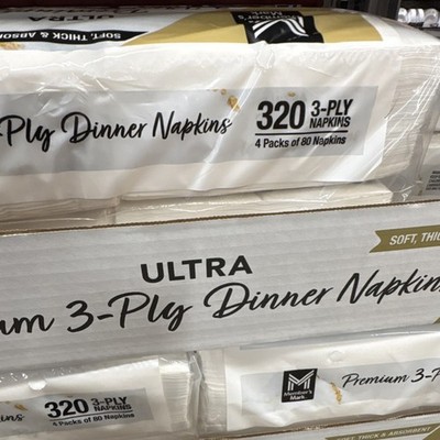 Member's Mark Ultra Premium 3-Ply Dinner Napkins 320 White Paper Soft Thick