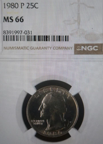 1980 P Washington Quarter NGC Certified MS66