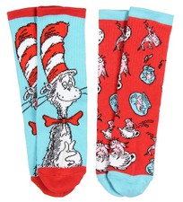 Bioworld Dr. Seuss Socks Kids Cat In The Hat and Fish One Size, Multicolored 