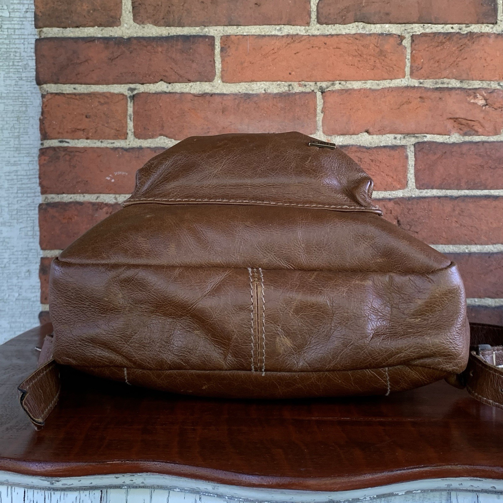 Chapel Leather Backpack Brown Adjustable Zipper F… - image 8