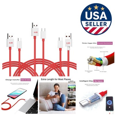 Versatile 3-Pack USB Type-C Fast Charging Cables - 6.6ft for OnePlus Smartphones