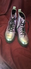 Wonder Nation Girls' Combat Boots Iridescent Purple Silver Metallic Size 1