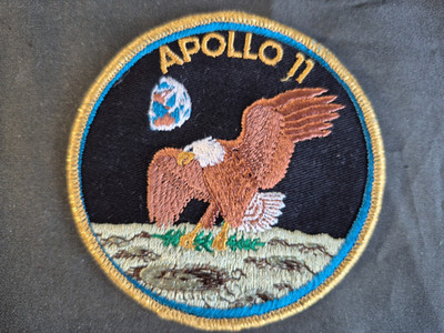VINTAGE APOLLO 11 Mission Patch  1969 1ST MOON LANDING Black Background  A11