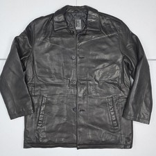 RC Robert Comstock Expedition Leather Jacket Men L Black Quilted Car/Chore Coat