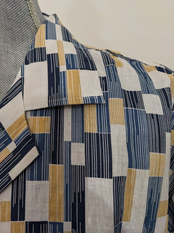 3X STEVE HARVEY HOMBRE GRANDE Y ALTO Camisa Manga Corta Top Nuevo Lino Azul Blanco Foto 4 de 4