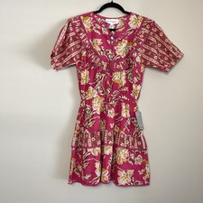 NWT Maisie Elastic Waist Mini Dress Pink Boho Spring Floral Women's Sz XS