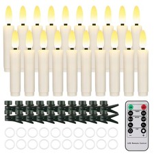 20 PCS Flameless Taper Candles Flickering Flame Battery Operated with Remote ...