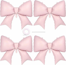 4Pcs Giant Pink Bow Balloons 38 Inch for Themed Party Decorations, Elegant Coque