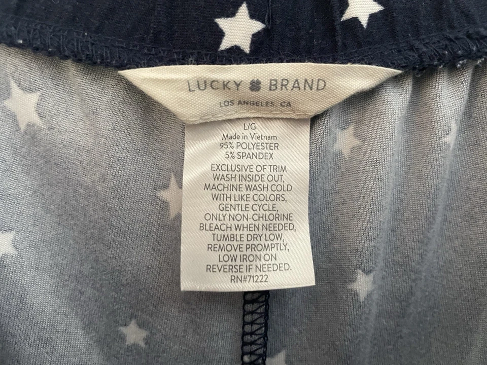 Lucky Brand Women's Allover Stars Polyester Adjustable Waist Lounge Pants Navy L - Image 2 of 4