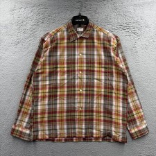 Vtg 1960s Penneys Towncraft Plaid Loop Collar Poly Cotton Loop Collar Shirt L