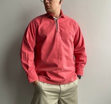 Chatham Deck Shirt Yacht UK Rugby Pink Twill Denim Polo Size S