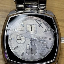 Vellaccio Mens Watch Cracked Quartz Movement Stainless Steel Needs Battery