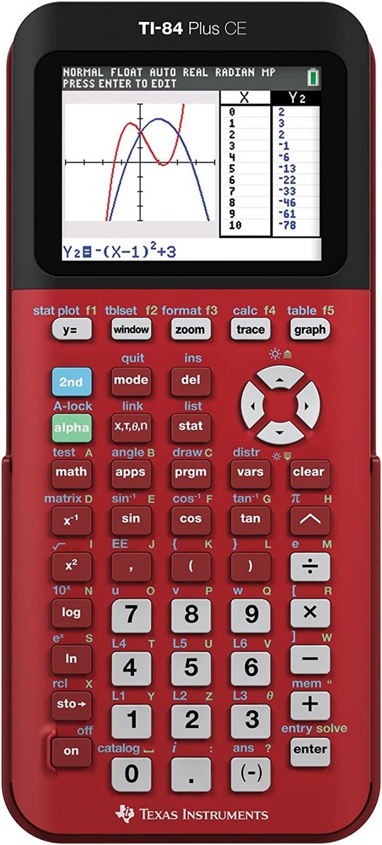 Texas Instruments TI-84 Plus CE Graphing Calculator, Radical Red