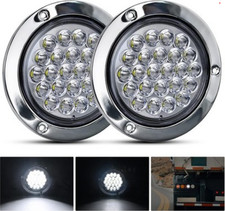 2 Pcs 4 Inch Round 24 Led Trailer Tail Light - Trailer Reverse Backup - White