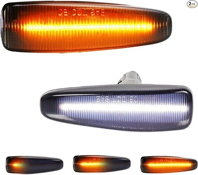 Upgraded 2 PCS Sequential Switchback Front LED Side Marker  Color: Smoked Lens