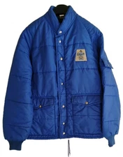 SWINGSTER Vintage Jacket Mens Blue Zip/Snap Front Trucker Quilted Sz Large