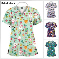 Scrub Medical Uniform Top Wear Womens Tunic Nurse Hospital Work Wear V-Neck Tops