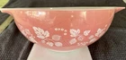 PYREX Gooseberry 403 Pink Milk Glass Mixing Bowl w/ Handles 11in Round
