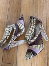 Jimmy Choo Multicolor Python And Lizard Cyndi Rhinestone Lucite Sandals Size 39