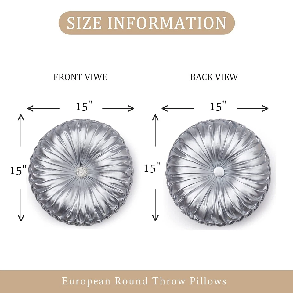 Круглые подушки, тыква плиссированные ручной работы металлические подушки, серебряные Pi... - Изображение 4 из 4