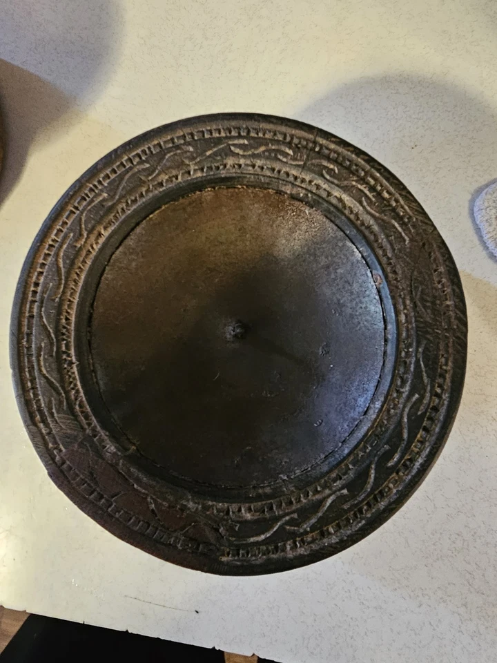 Antiguo Candelabro de Madera Antiguo Hecho a Mano Pilar de Madera Pagah Candelabro Foto 2 de 3