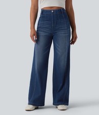 Halara Flex High Waisted Wide Leg Casual Jeans with Pockets Size S Petite NWT