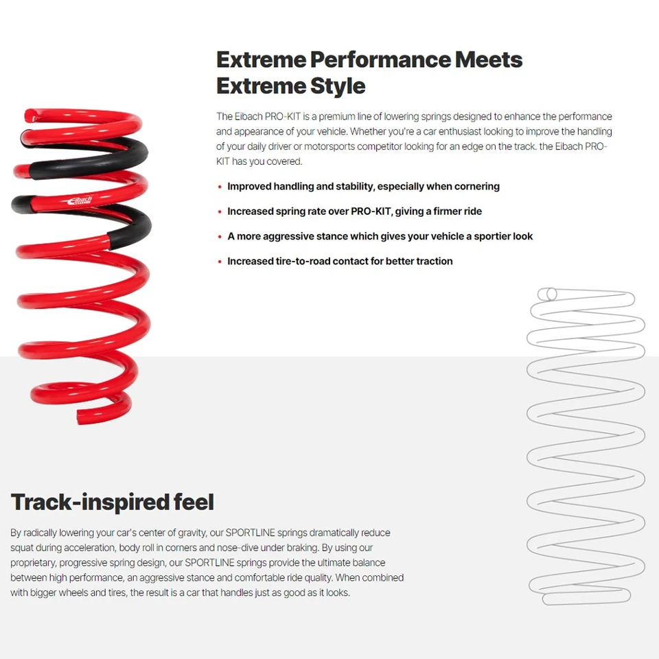 Eibach E20-15-021-05-22 Front Rear Lowering Springs for 2013-20 Audi A3 Quattro - Image 3 of 4