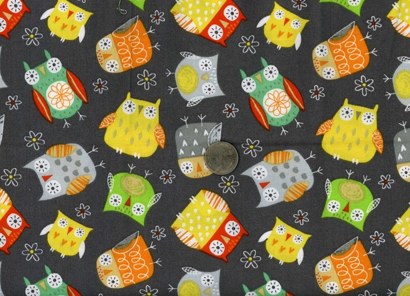 Remnant of Fabric Fat Eighth 9X21 Crafts, Quilting, Owls