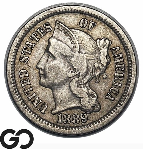 1889-P Three Cent Nickel — photo from the most recent tracked eBay sale