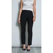 Tahari Black High Waist Straight Leg Size Zip Trouser Pant 6