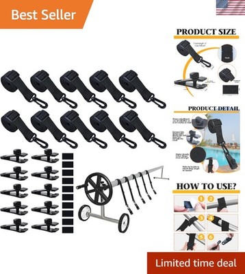 Durable Adjustable Pool Solar Cover Straps - 30Pcs with Serrated Clamps