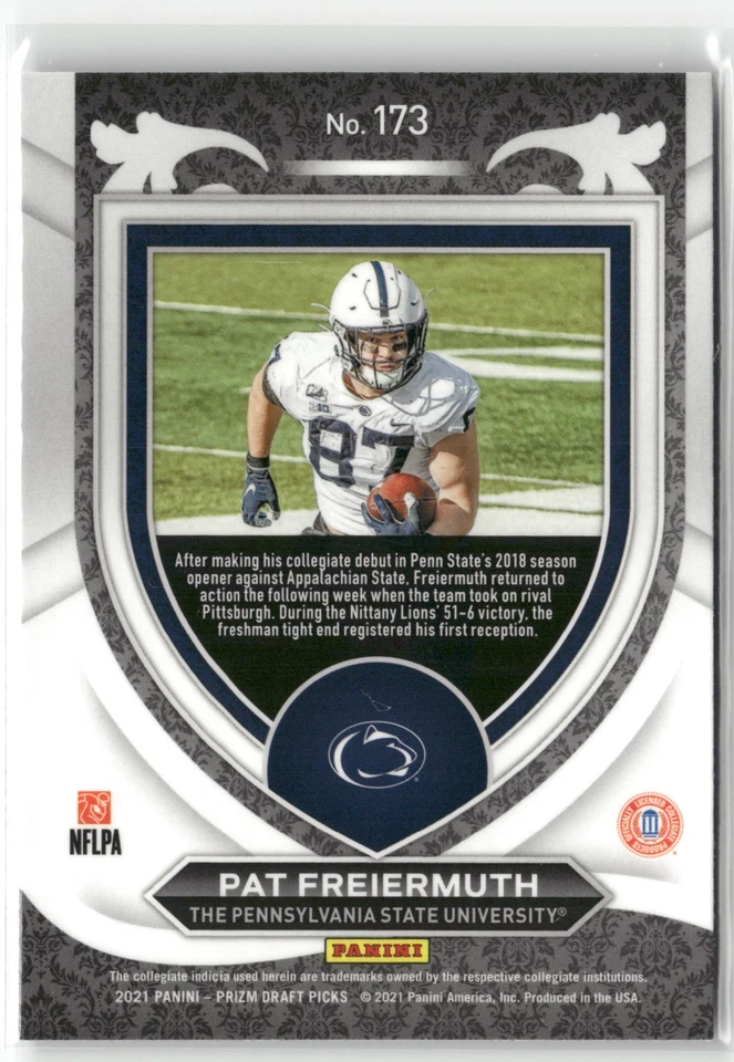 2021 Panini Prizm Draft Picks Collegiate #173 Pat Freiermuth - Image 2 of 2