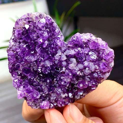 141G Natural Forma Corazón Amatista Gema Cuarzo Racimo Cristal Muestra - Imagen 8 de 22