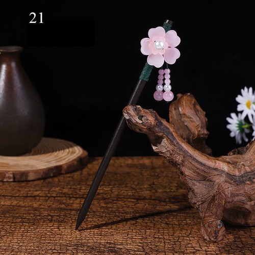 Retro Floral Flower Bead Hair Stick Hairpin Ancient Chinese Japanese Chignon☆ - Picture 33 of 39