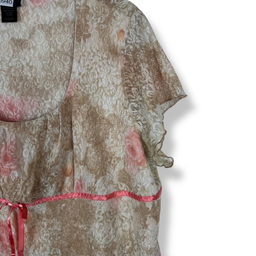 Vintage Y2K 2000s Babydoll Top Womens Size 3X Lace Coquette Romantic Feminine - Picture 7 of 11