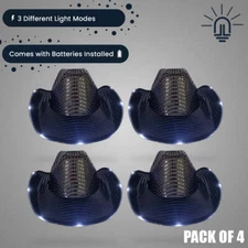 Black LED Flashing Cowboy Hat with Sequin White Lights - Cowgirl Halloween Party