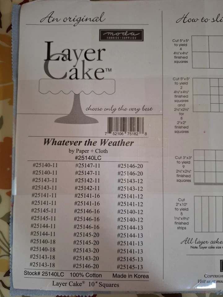 Moda Layer Cake Whatever The Weather 42 100% Cotton 10" Precut Quilt Squares New - Image 3 of 4