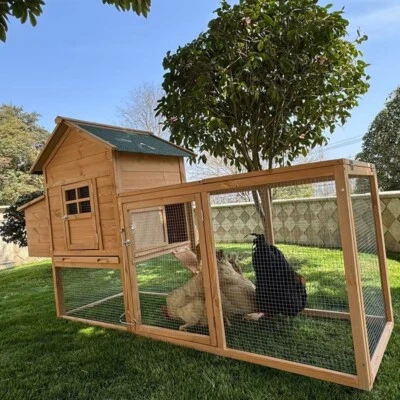 GOJOOASIS 80” Wooden Chicken Coop 2 Tier Pet House Egg Box Pet Hutch with Waterproof Roof