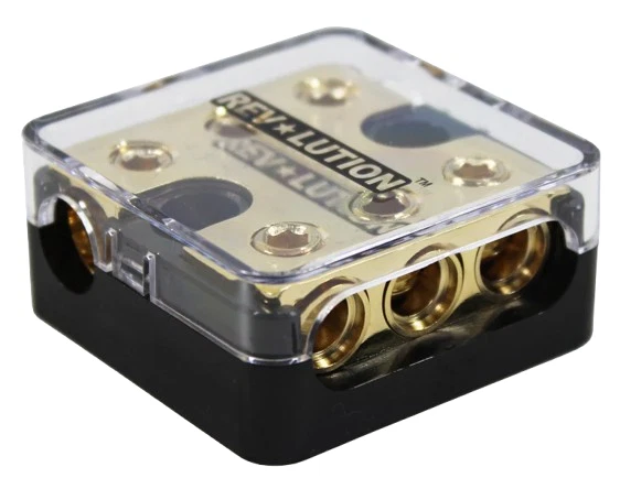 GOLD Ground Distribution Block Three 4 GA Wire Inputs Three 4GA output US - Image 2 of 3