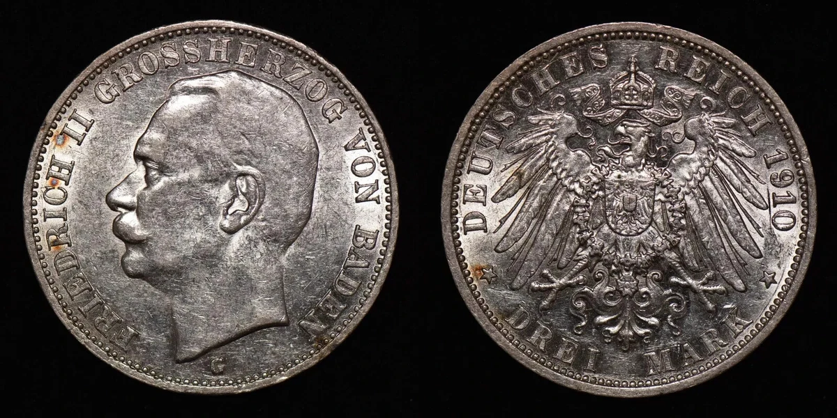 银色未分级1910 年德国硬币| eBay