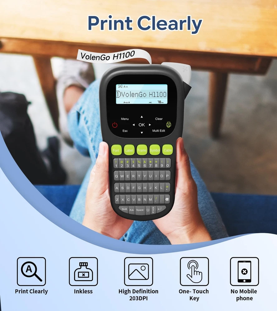 Portable PTouch Label Maker with Waterproof Tape for Home & Office Organization