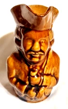 Antique Brown Colonial Patriot Rockingham Toby Ceramic Face Mug Jug Pitcher READ