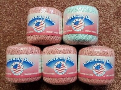 America s Best Country Cotton Crochet Thread 5 Skeins Pink ROSE and ONE Aqua