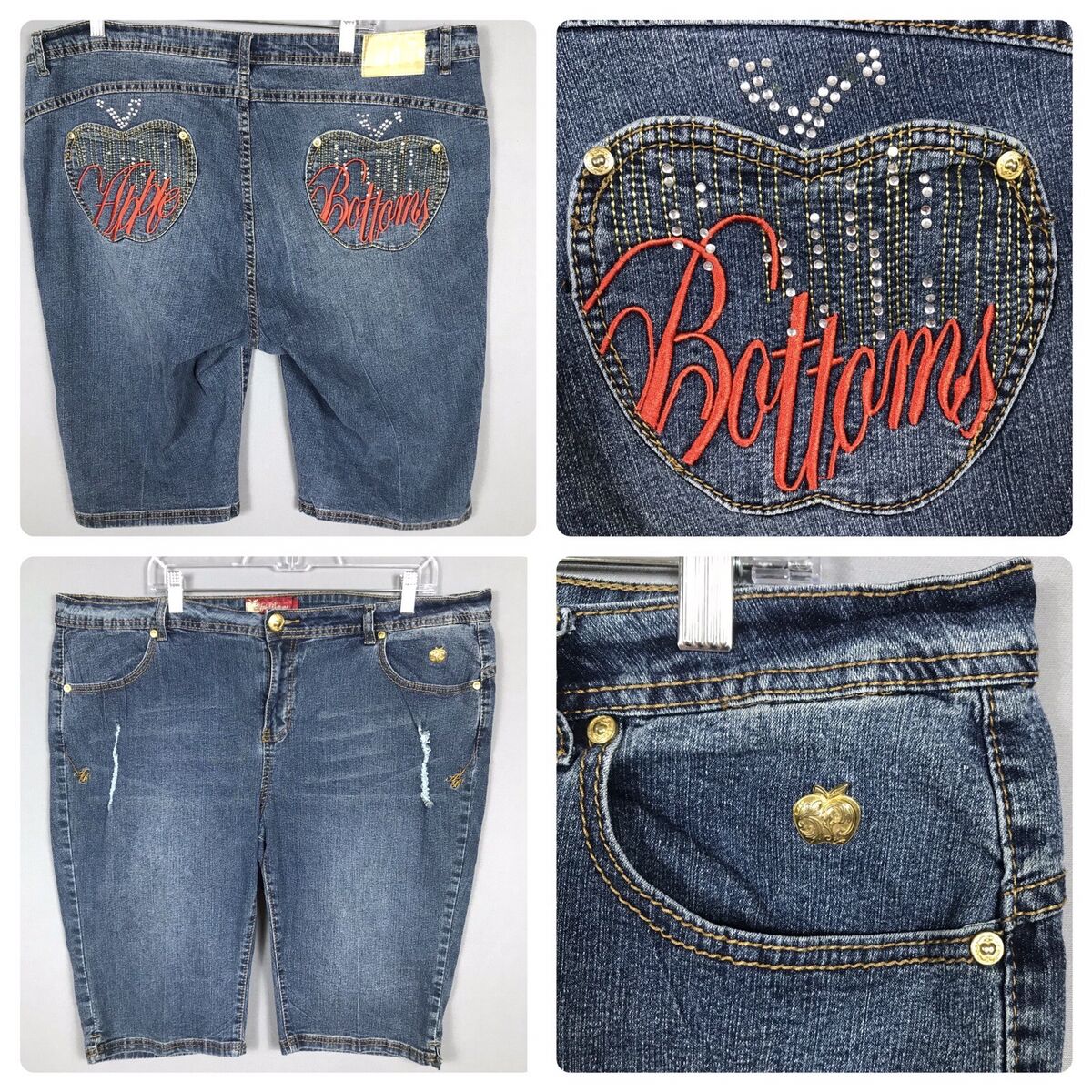 Vtg APPLE BOTTOMS Jeans Bermuda Shorts Size 22 Embroidered Vtg APPLE BOTTOMS Jeans Bermuda Shorts Size 22 Embroidered
