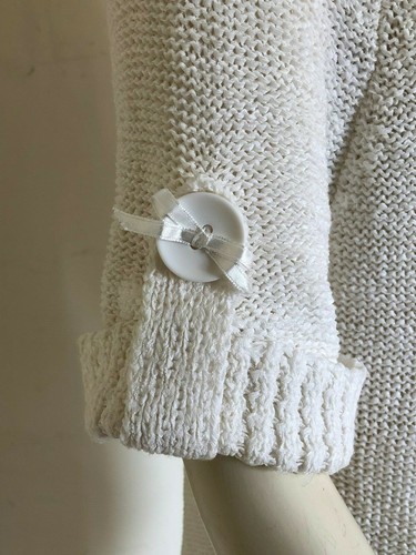 A NICE!! USED!! Cream Short Sleeve Acrylic Mix Cardigan - From Aimee - Size S/M - Picture 3 of 4