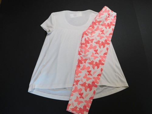 Gap Girl s Top & Leggings Pink Coral Ivory SIZE M/8-9 Pleated Top Crop Pants NEW - Picture 5 of 5